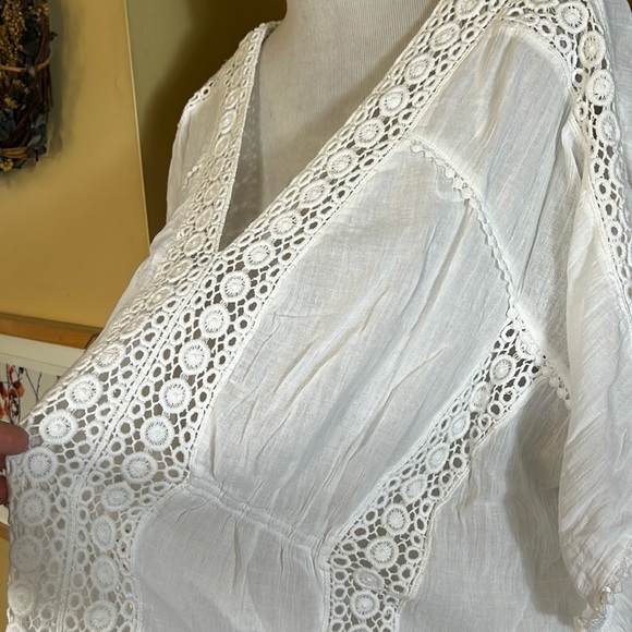 BLUE ISLAND Size XL Swim Coverup Ethereal Embroidered V-Neck Gauzy Lightwgt NEW - Picture 12 of 16